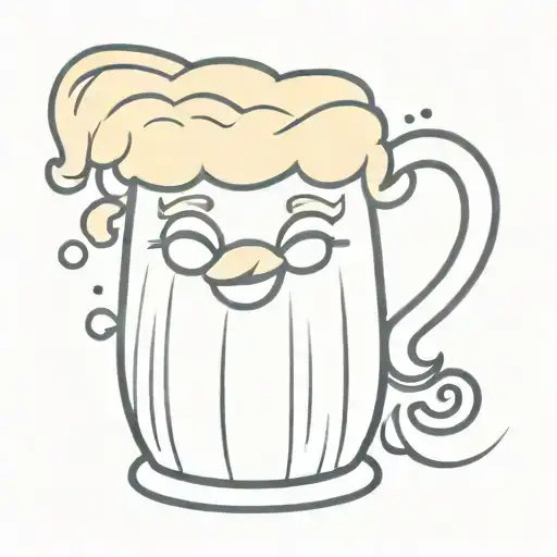 "Design a cartoon-style tattoo of a frothy beer mug with playful, exaggerated features and bright, fun colors. tattoo design idea