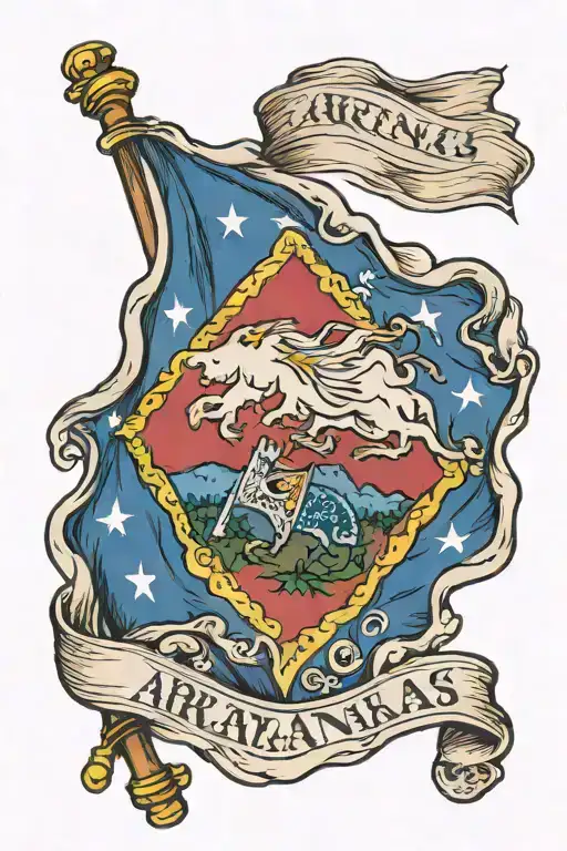 arkansas flag waving tattoo design idea