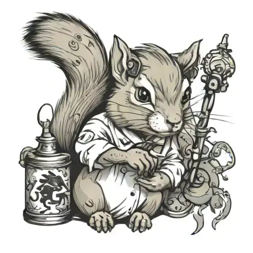 doctor squirrel tattoo design idea