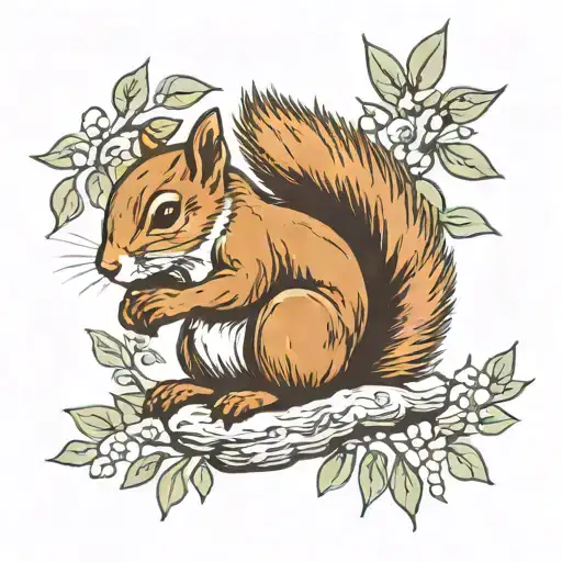 soldier squirrel and olive tree tattoo design idea