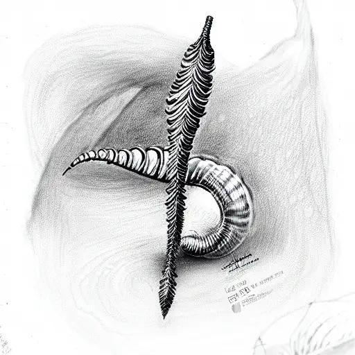 snail sword fern moth tattoo design idea