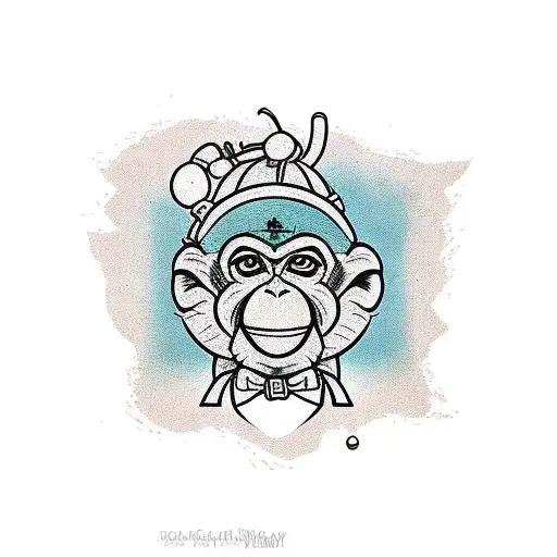 Monkey in a desert full of cactus tattoo design idea