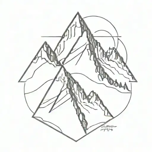 line drawing pyramid mountain in jasper canada  tattoo design idea