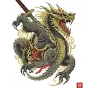 samurai- dragon-sword-perseverance tattoo design idea