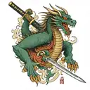 samurai- dragon-sword-perseverance tattoo design idea