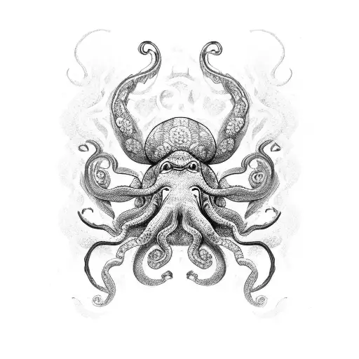pulpo, tortuga y medusa  tattoo design idea