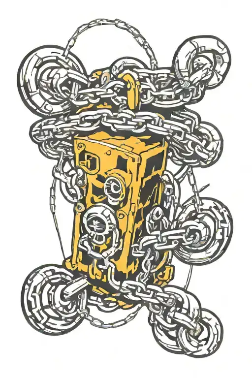 trap with chain links tattoo design idea