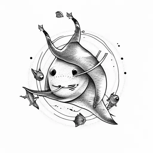 narwhal with aurora borealis tattoo design idea