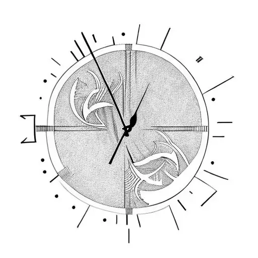 Analog clock with family holding hands  tattoo design idea
