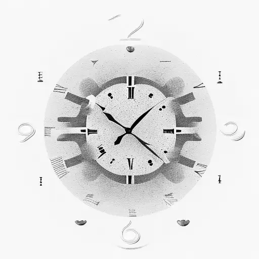 Analog clock with family holding hands in silhouette  tattoo design idea