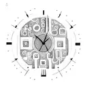 Analog clock with family holding hands  tattoo design idea