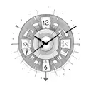 Analog clock with family holding hands  tattoo design idea