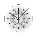 Analog clock with family holding hands in silhouette  tattoo design idea