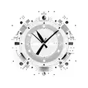 Analog clock with family holding hands in silhouette  tattoo design idea