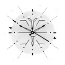 Analog clock with family holding hands in silhouette  tattoo design idea