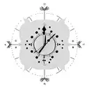 Analog clock with family holding hands in silhouette  tattoo design idea