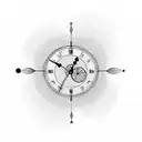 Analog clock with family holding hands in silhouette  tattoo design idea