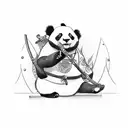 a cute panda on a tree with a samurai sword on his belt tattoo design idea