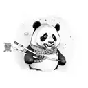 a cute panda on a tree with a samurai sword on his belt tattoo design idea