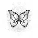 Butterfly and hearts tattoo design idea