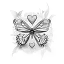 Butterfly and hearts tattoo design idea
