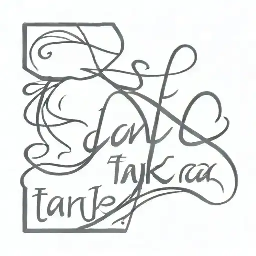"tanka" written overlapping tattoo design idea