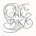 "tanka" written overlapping tattoo design idea