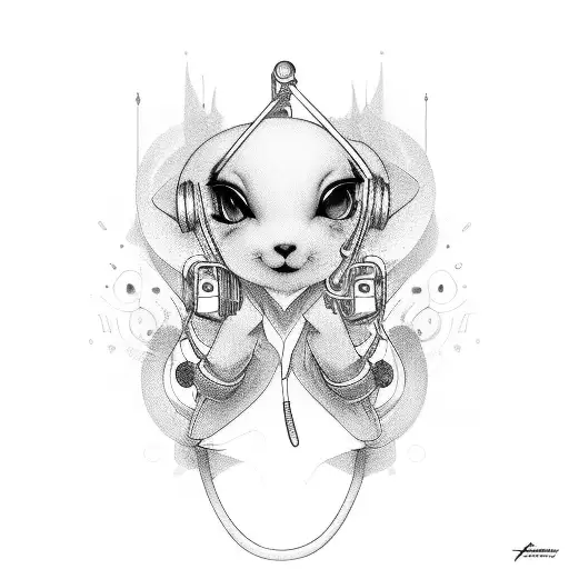 Music and femboys tattoo design idea