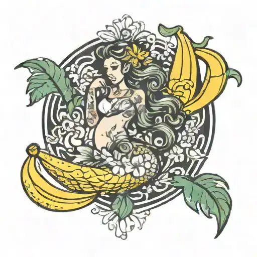banana mermaid adidas tattoo design idea