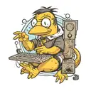 Psyduck getting confused by a computer screen tattoo design idea