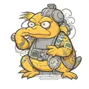 Psyduck getting confused by a computer screen tattoo design idea