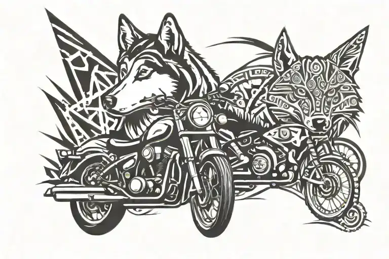 moto custom, husky y american football  tattoo design idea