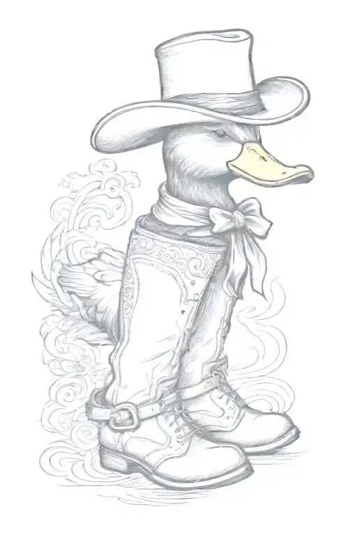 duck wearing cowboy boot tattoo design idea