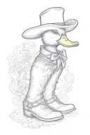 duck wearing cowboy boot tattoo design idea