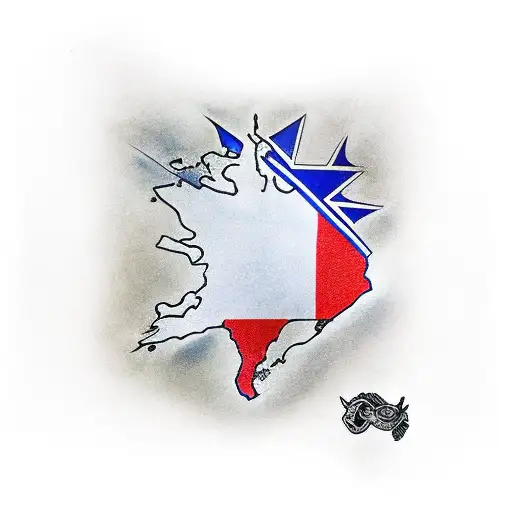 Haitian Flag with the name Daty 03/04/1978 tattoo design idea