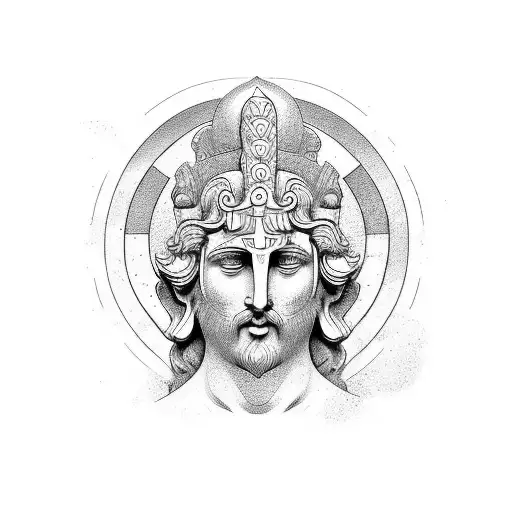 bust of the god Janus with two faces tattoo design idea