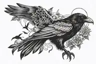 raven with qoute hard times create strong men tattoo design idea