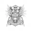 Dagger with polish flag wrapped around it tattoo design idea