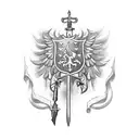 Dagger with polish flag wrapped around it tattoo design idea