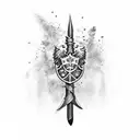 Dagger with polish flag wrapped around it tattoo design idea