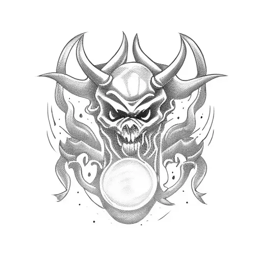 Devil bassist jamming on stage tattoo design idea