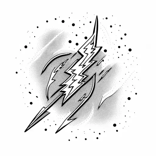 Electric guitar shredding lightning bolts tattoo design idea