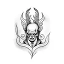 Devil bassist jamming on stage tattoo design idea