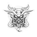 Devil bassist jamming on stage tattoo design idea