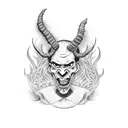 Devil bassist jamming on stage tattoo design idea