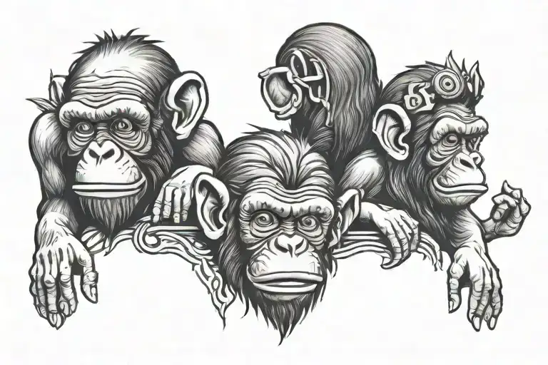 3 wise monkeys baby gangster theme tattoo tattoo design idea