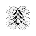 Honeycomb pattern with intricate bee designs intertwined tattoo design idea