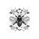 Honeycomb pattern with intricate bee designs intertwined tattoo design idea