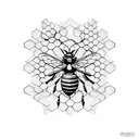 Honeycomb pattern with intricate bee designs intertwined tattoo design idea