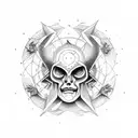 Gemini sign formed into good & evil face tattoo design idea